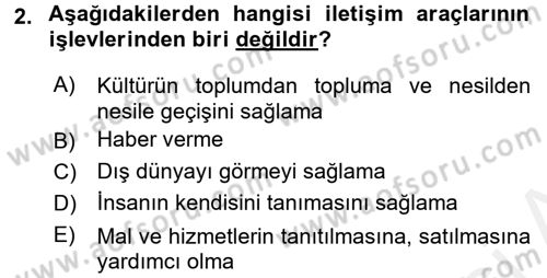 İletişim Ortamları Tasarımı Dersi 2015 - 2016 Yılı Tek Ders Sınav Soruları 2. Soru