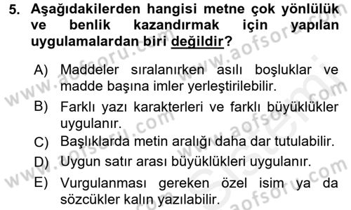 İletişim Ortamları Tasarımı Dersi 2015 - 2016 Yılı Tek Ders Sınav Soruları 5. Soru