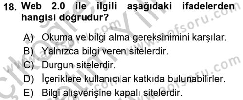 İletişim Ortamları Tasarımı Dersi 2016 - 2017 Yılı 3 Ders Sınav Soruları 18. Soru