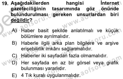 İletişim Ortamları Tasarımı Dersi 2016 - 2017 Yılı 3 Ders Sınav Soruları 19. Soru