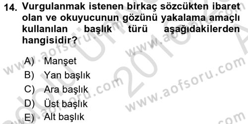 İletişim Ortamları Tasarımı Dersi 2016 - 2017 Yılı (Vize) Ara Sınav Soruları 14. Soru