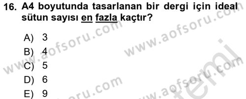 İletişim Ortamları Tasarımı Dersi 2016 - 2017 Yılı (Vize) Ara Sınav Soruları 16. Soru