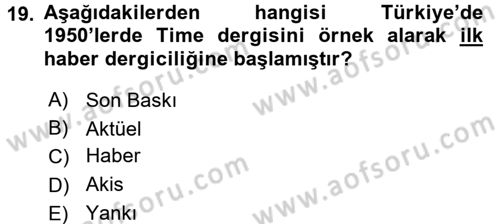 İletişim Ortamları Tasarımı Dersi 2016 - 2017 Yılı (Vize) Ara Sınav Soruları 19. Soru