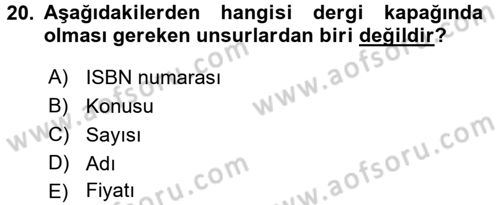 İletişim Ortamları Tasarımı Dersi 2016 - 2017 Yılı (Vize) Ara Sınav Soruları 20. Soru
