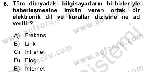 İletişim Ortamları Tasarımı Dersi 2016 - 2017 Yılı (Vize) Ara Sınav Soruları 6. Soru