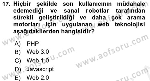 İletişim Ortamları Tasarımı Dersi 2016 - 2017 Yılı (Final) Dönem Sonu Sınav Soruları 17. Soru