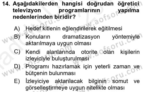 İletişim Ortamları Tasarımı Dersi 2017 - 2018 Yılı 3 Ders Sınav Soruları 14. Soru
