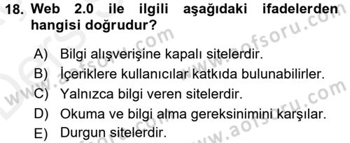 İletişim Ortamları Tasarımı Dersi 2017 - 2018 Yılı 3 Ders Sınav Soruları 18. Soru
