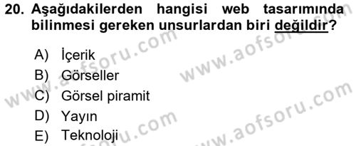 İletişim Ortamları Tasarımı Dersi 2017 - 2018 Yılı 3 Ders Sınav Soruları 20. Soru