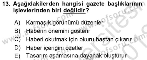 İletişim Ortamları Tasarımı Dersi 2017 - 2018 Yılı (Vize) Ara Sınav Soruları 13. Soru