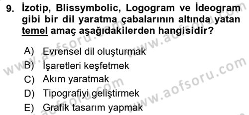 İletişim Ortamları Tasarımı Dersi 2017 - 2018 Yılı (Vize) Ara Sınav Soruları 9. Soru