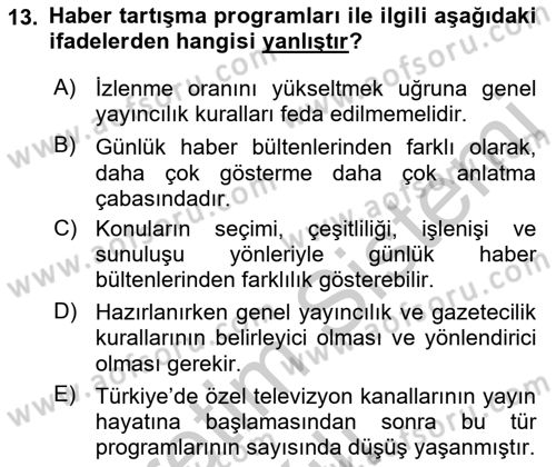 İletişim Ortamları Tasarımı Dersi 2018 - 2019 Yılı Yaz Okulu Sınav Soruları 13. Soru