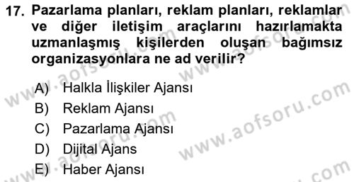 İletişim Ortamları Tasarımı Dersi 2018 - 2019 Yılı Yaz Okulu Sınav Soruları 17. Soru