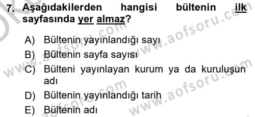 İletişim Ortamları Tasarımı Dersi 2018 - 2019 Yılı Yaz Okulu Sınav Soruları 7. Soru