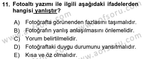 İletişim Ortamları Tasarımı Dersi 2019 - 2020 Yılı (Vize) Ara Sınav Soruları 11. Soru