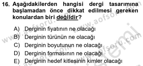 İletişim Ortamları Tasarımı Dersi 2019 - 2020 Yılı (Vize) Ara Sınav Soruları 16. Soru