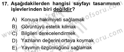 İletişim Ortamları Tasarımı Dersi 2019 - 2020 Yılı (Vize) Ara Sınav Soruları 17. Soru