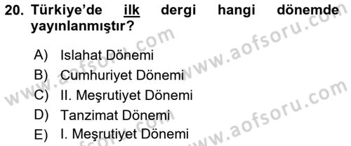 İletişim Ortamları Tasarımı Dersi 2019 - 2020 Yılı (Vize) Ara Sınav Soruları 20. Soru