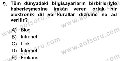 İletişim Ortamları Tasarımı Dersi 2019 - 2020 Yılı (Vize) Ara Sınav Soruları 9. Soru