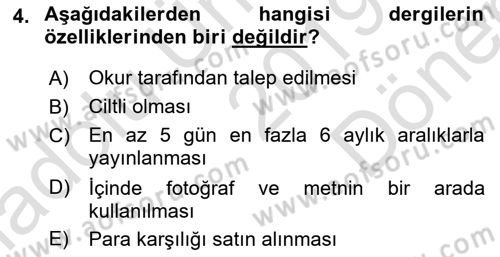 İletişim Ortamları Tasarımı Dersi 2019 - 2020 Yılı (Final) Dönem Sonu Sınav Soruları 4. Soru