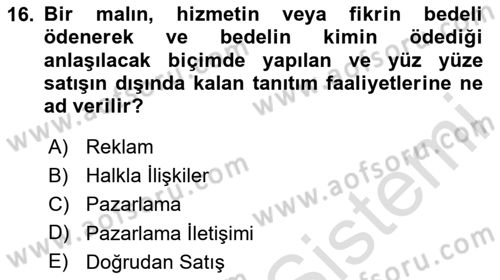 İletişim Ortamları Tasarımı Dersi 2020 - 2021 Yılı Yaz Okulu Sınav Soruları 16. Soru