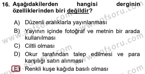 İletişim Ortamları Tasarımı Dersi 2021 - 2022 Yılı (Vize) Ara Sınav Soruları 16. Soru
