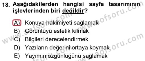 İletişim Ortamları Tasarımı Dersi 2021 - 2022 Yılı (Vize) Ara Sınav Soruları 18. Soru