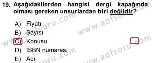 İletişim Ortamları Tasarımı Dersi 2021 - 2022 Yılı (Vize) Ara Sınav Soruları 19. Soru