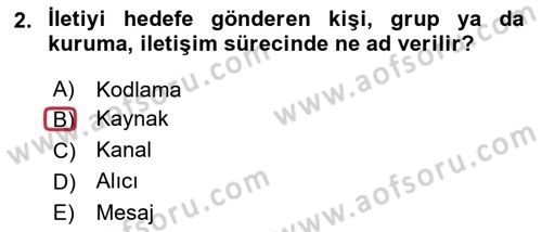 İletişim Ortamları Tasarımı Dersi 2021 - 2022 Yılı (Vize) Ara Sınav Soruları 2. Soru