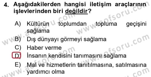 İletişim Ortamları Tasarımı Dersi 2021 - 2022 Yılı (Vize) Ara Sınav Soruları 4. Soru