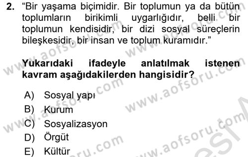 Kurum Kültürü Dersi 2016 - 2017 Yılı (Vize) Ara Sınav Soruları 2. Soru