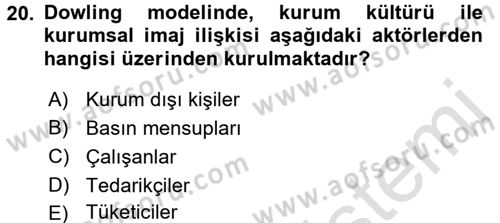 Kurum Kültürü Dersi 2016 - 2017 Yılı (Vize) Ara Sınav Soruları 20. Soru