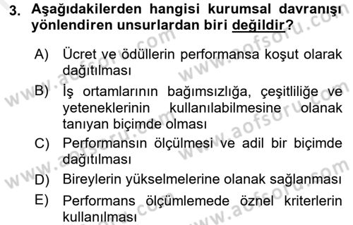 Kurum Kültürü Dersi 2016 - 2017 Yılı (Final) Dönem Sonu Sınavı 3. Soru