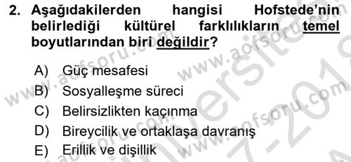 Kurum Kültürü Dersi 2017 - 2018 Yılı (Vize) Ara Sınav Soruları 2. Soru