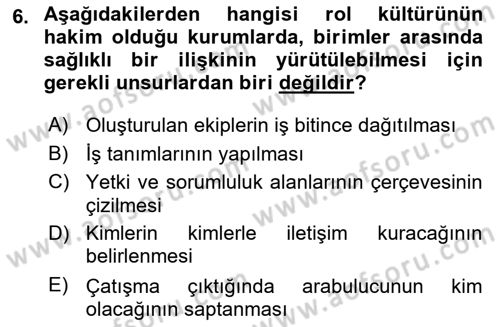 Kurum Kültürü Dersi 2017 - 2018 Yılı (Vize) Ara Sınav Soruları 6. Soru