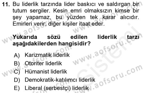 Kurum Kültürü Dersi 2018 - 2019 Yılı (Final) Dönem Sonu Sınav Soruları 11. Soru