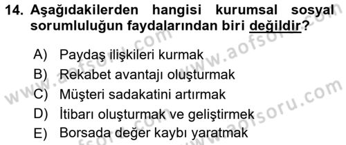 Kurum Kültürü Dersi 2018 - 2019 Yılı (Final) Dönem Sonu Sınav Soruları 14. Soru