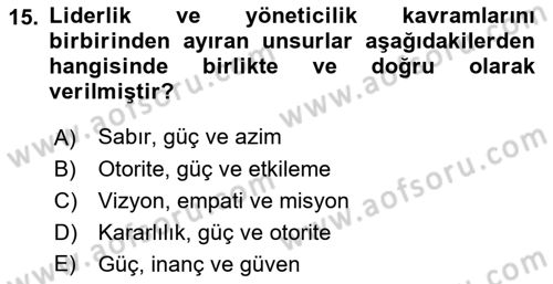 Kurum Kültürü Dersi 2018 - 2019 Yılı Yaz Okulu Sınav Soruları 15. Soru