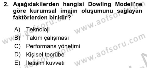 Kurum Kültürü Dersi 2018 - 2019 Yılı Yaz Okulu Sınav Soruları 2. Soru