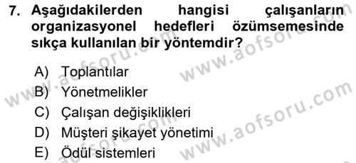 Kurum Kültürü Dersi 2018 - 2019 Yılı Yaz Okulu Sınav Soruları 7. Soru