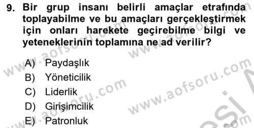Kurum Kültürü Dersi 2018 - 2019 Yılı Yaz Okulu Sınav Soruları 9. Soru