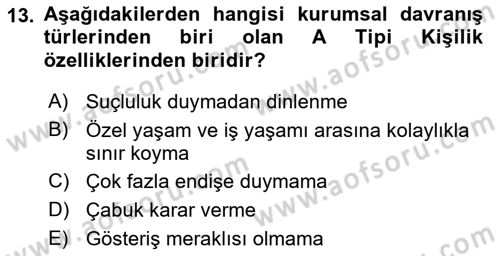 Kurum Kültürü Dersi 2019 - 2020 Yılı (Vize) Ara Sınav Soruları 13. Soru
