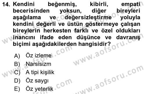 Kurum Kültürü Dersi 2019 - 2020 Yılı (Vize) Ara Sınav Soruları 14. Soru
