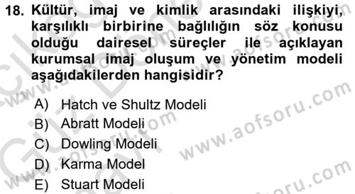 Kurum Kültürü Dersi 2019 - 2020 Yılı (Vize) Ara Sınav Soruları 18. Soru