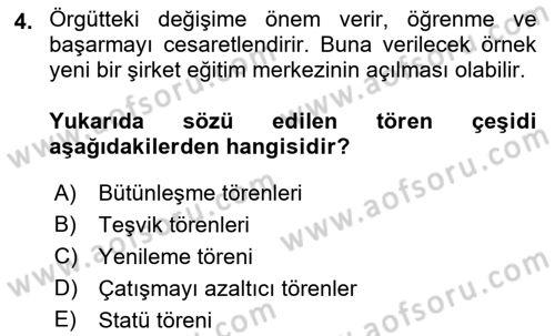 Kurum Kültürü Dersi 2019 - 2020 Yılı (Vize) Ara Sınav Soruları 4. Soru