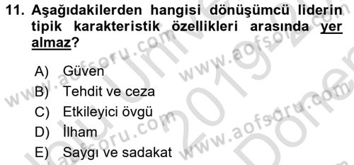 Kurum Kültürü Dersi 2019 - 2020 Yılı (Final) Dönem Sonu Sınav Soruları 11. Soru