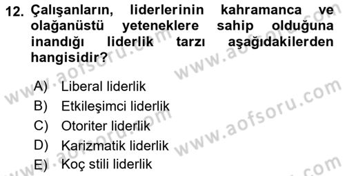 Kurum Kültürü Dersi 2019 - 2020 Yılı (Final) Dönem Sonu Sınav Soruları 12. Soru