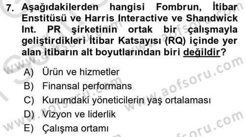 Kurum Kültürü Dersi 2019 - 2020 Yılı (Final) Dönem Sonu Sınav Soruları 7. Soru