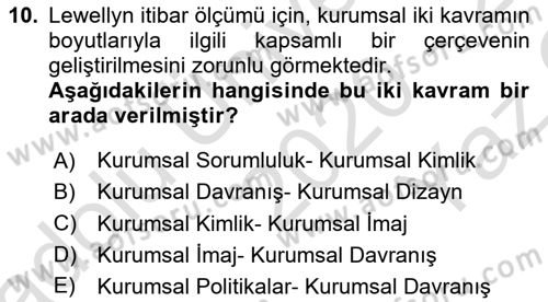 Kurum Kültürü Dersi 2020 - 2021 Yılı Yaz Okulu Sınav Soruları 10. Soru