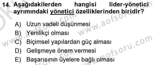 Kurum Kültürü Dersi 2020 - 2021 Yılı Yaz Okulu Sınav Soruları 14. Soru